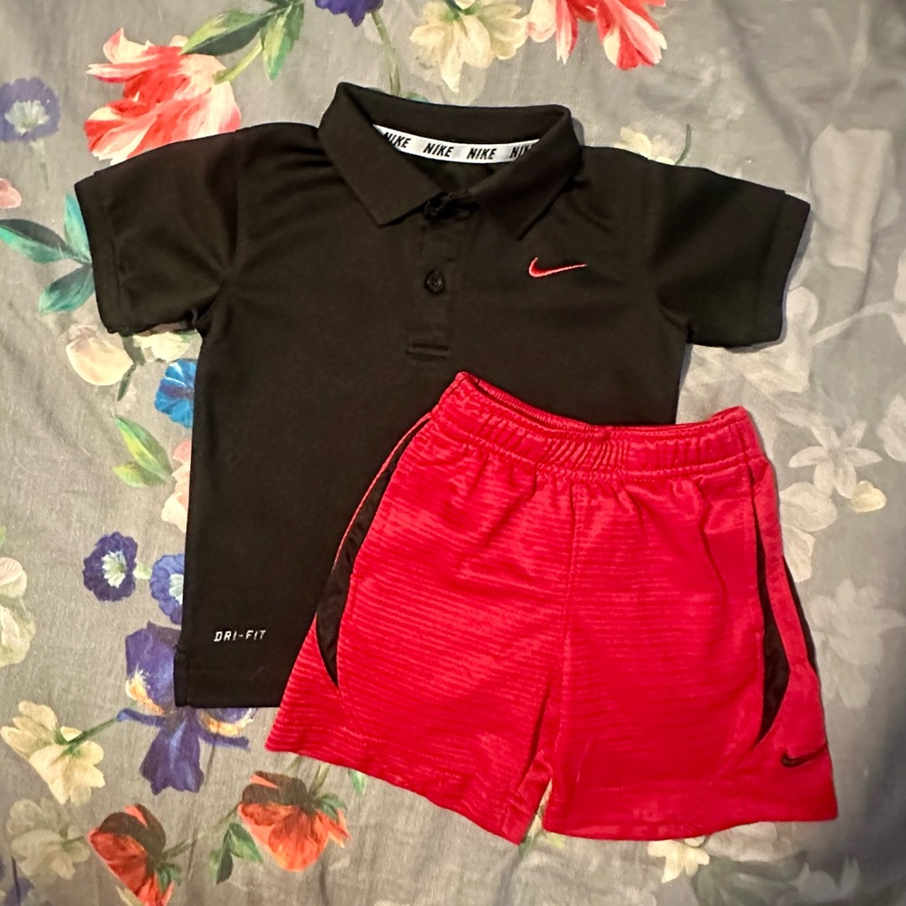 Nike dry-fit boys 2T Black and Red Polo outfit